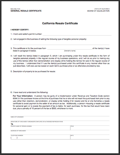 Resale Certificate Requirements For Tax Exempt Purchases
